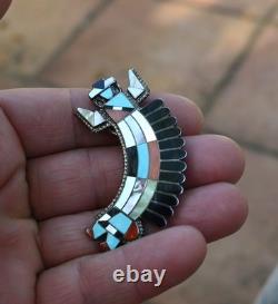 Zuni Fadrian Bowanni Rainbow Dancer Brooch or Pendant Sterling & Gem inlay