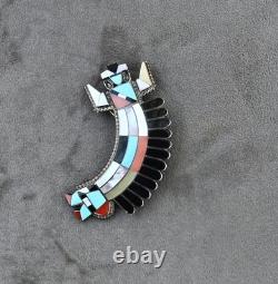 Zuni Fadrian Bowanni Rainbow Dancer Brooch or Pendant Sterling & Gem inlay