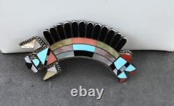 Zuni Fadrian Bowanni Rainbow Dancer Brooch or Pendant Sterling & Gem inlay