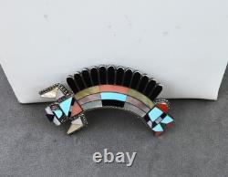 Zuni Fadrian Bowanni Rainbow Dancer Brooch or Pendant Sterling & Gem inlay