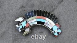 Zuni Fadrian Bowanni Rainbow Dancer Brooch or Pendant Sterling & Gem inlay