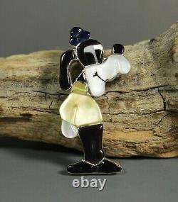 Zuni GOOFY Pin Pendant Paula Leekity inlay Zunitoons zunitoon