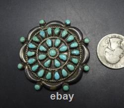 Zuni HOMER VACIT Sterling Silver TURQUOISE Petit Point Cluster 2 PIN/BROOCH