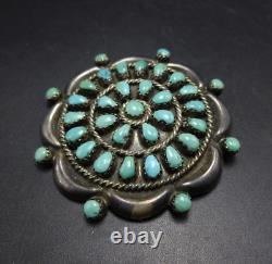 Zuni HOMER VACIT Sterling Silver TURQUOISE Petit Point Cluster 2 PIN/BROOCH