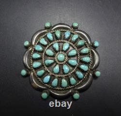 Zuni HOMER VACIT Sterling Silver TURQUOISE Petit Point Cluster 2 PIN/BROOCH