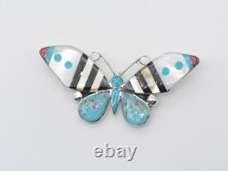 Zuni Handmade Pin / Pendant Sterling Silver with Inlaid Multi-Stones