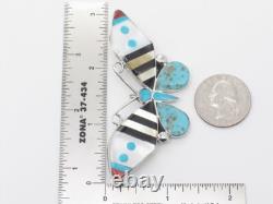 Zuni Handmade Pin / Pendant Sterling Silver with Inlaid Multi-Stones