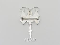 Zuni Handmade Sterling Silver Multi-Stone Dragonfly Pin / Pendant