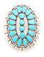 Zuni Handmade Sterling Silver Turquoise Big Petit Point Cluster Pendant/pin Jv