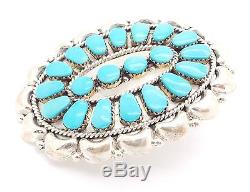 Zuni Handmade Sterling Silver Turquoise Big Petit Point Cluster Pendant/Pin JV