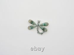 Zuni Handmade Sterling Silver & Turquoise Dragonfly Pin / Pendant