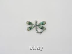 Zuni Handmade Sterling Silver & Turquoise Dragonfly Pin / Pendant