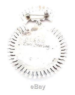 Zuni Handmade Sterling Silver Turquoise Needlepoint Pin CL & SW