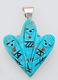 Zuni Handmade Sterling Silver With Turquoise Corn Maiden Design Pendant/pin