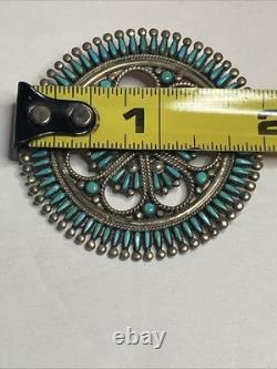 Zuni Handmade Sterling with Petit Point Sleeping Beauty Turquoise Pin/Pendant