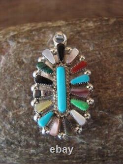 Zuni Indian Jewelry Handmade Gemstone Cluster Pin/Pendant by V. Halusewa