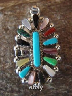 Zuni Indian Jewelry Handmade Gemstone Cluster Pin/Pendant by V. Halusewa