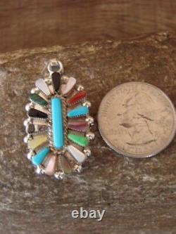Zuni Indian Jewelry Handmade Gemstone Cluster Pin/Pendant by V. Halusewa