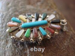 Zuni Indian Jewelry Handmade Gemstone Cluster Pin/Pendant by V. Halusewa