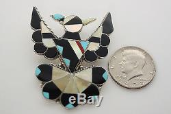 Zuni Indian Jewelry Sterling Silver Thunderbird Pin Pendant