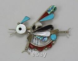 Zuni Indian Pendant/Pin 50% Off Roadrunner Sterling Silver Caroline Edaakie