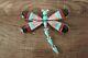 Zuni Indian Sterling Silver Turquoise Inlay Dragonfly Pin/pendant! A. Ahiyite