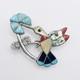 Zuni Inlay Hummingbird Pin Pendant Sterling Silver Turquoise Coral Mop Onyx Vtg