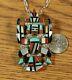 Zuni Inlay Knifewing Pendant Pin Turquoise Coral Esther Herbert Cellicion