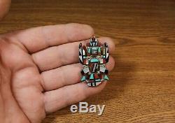 Zuni Inlay Knifewing Pendant Pin Turquoise Coral Esther Herbert Cellicion