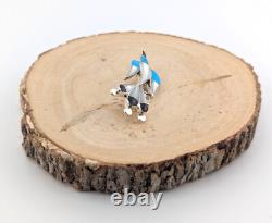 Zuni Jewelry Hummingbird Inlay White Shell and Turquoise Pendant Brooch Pin