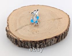 Zuni Jewelry Hummingbird Inlay White Shell and Turquoise Pendant Brooch Pin
