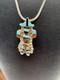 Zuni Kachina Dancer Pendant Chain Turquoise Coral Pin Selena Jake Sterling 6.11g