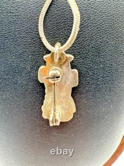 Zuni Kachina Dancer Pendant Chain Turquoise Coral Pin Selena Jake Sterling 6.11g