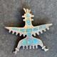 Zuni Knifewing Flush Inlay Turquoise Sterling Silver Brooch Older Vintage Dw