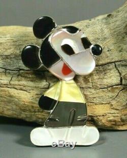 Zuni MICKEY MOUSE Pin Pendant Paula Leekity inlay Zunitoons Zunitoon