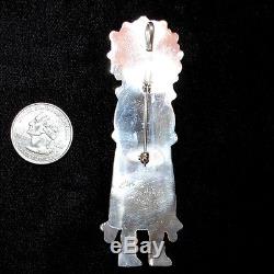 Zuni Multi-Stone Inlay & Sterling Silver Katsina Pin/Pendant by Eldrick Martinez