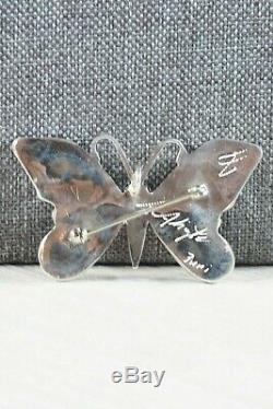 Zuni Multi Stone and Sterling Silver Butterfly Pendant & Pin Angus Ahiyite