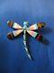 Zuni Multi Stone And Sterling Silver Dragonfly Pendant & Pin Angus Ahiyite