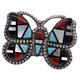 Zuni Native American Inlay Gemstones Butterfly Pin Brooch Pendant Signed Silver