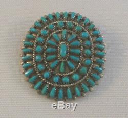 Zuni Native American Norman/Virginia Hooie, Sterling Turquoise Pin/Brooch Pendant