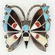 Zuni Native American Sterling Silver Inlay Turquoise Mop Butterfly Brooch Pin