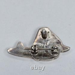 Zuni Native American Sterling Silver Multi Stone Inlay Turtle Pin Brooch Pendant
