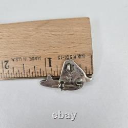 Zuni Native American Sterling Silver Multi Stone Inlay Turtle Pin Brooch Pendant