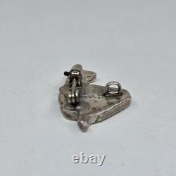 Zuni Native American Sterling Silver Multi Stone Inlay Turtle Pin Brooch Pendant