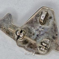 Zuni Native American Sterling Silver Multi Stone Inlay Turtle Pin Brooch Pendant