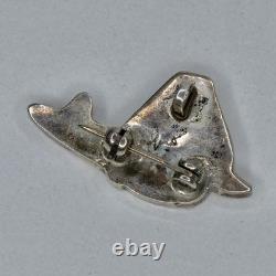 Zuni Native American Sterling Silver Multi Stone Inlay Turtle Pin Brooch Pendant