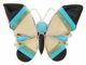 Zuni Native American Turquoise Inlay Butterfly Pin And Pendant By Angus Ahiyite