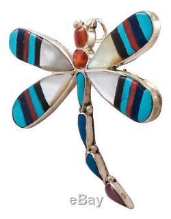 Zuni Native American Turquoise Inlay Dragonfly Pin and Pendant SKU#231786