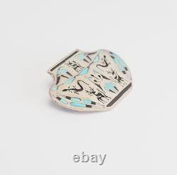 Zuni Native American turquoise 925 silver pin pendant Quintus Denise Peynetsa