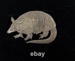 Zuni Navajo Sterling Silver Armadillo Pin Signed HRC Zuni And ZR 1990